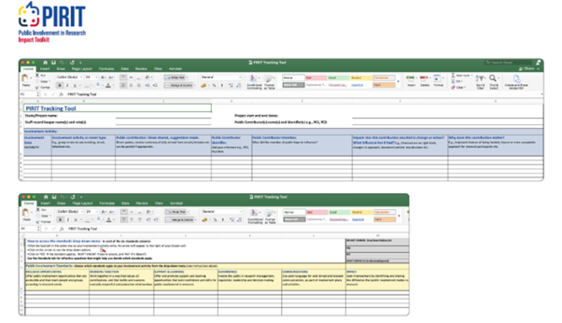 Snapshot of the PIRIT tracking tool